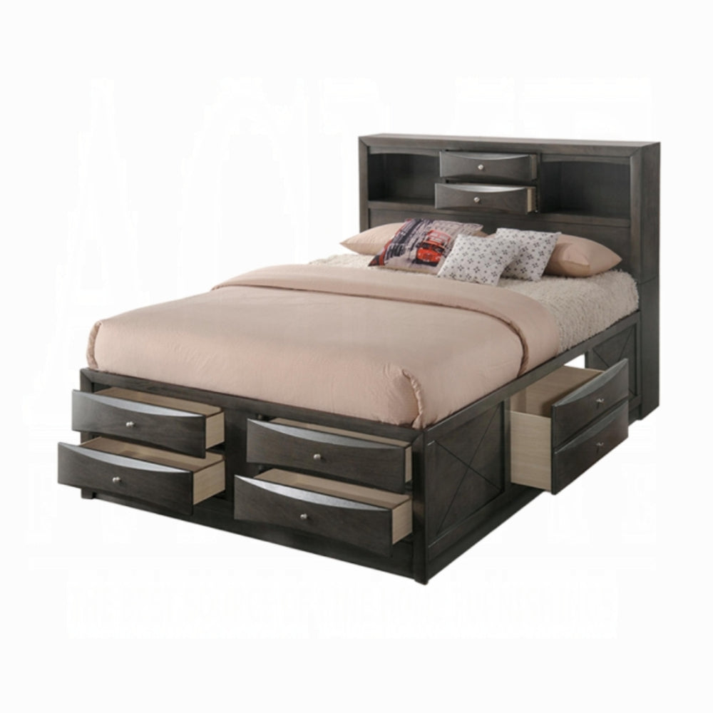 Emila Queen Bed with 2 Nightstands by Best Home - Gray