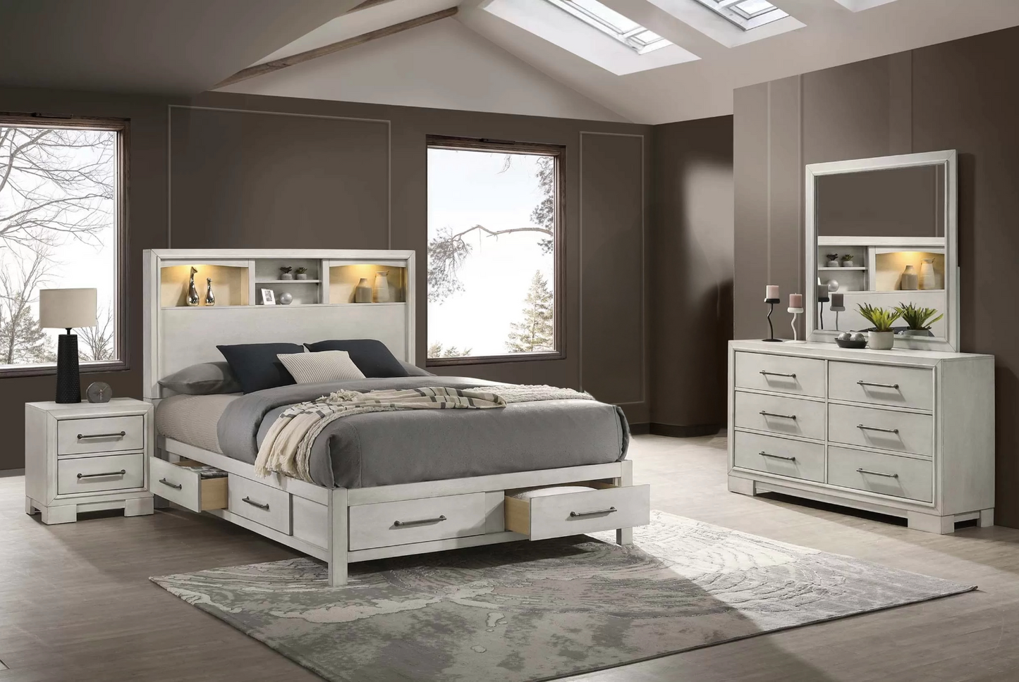 Ava Queen Size Bedroom Set by Best Home (4-Piece) - White