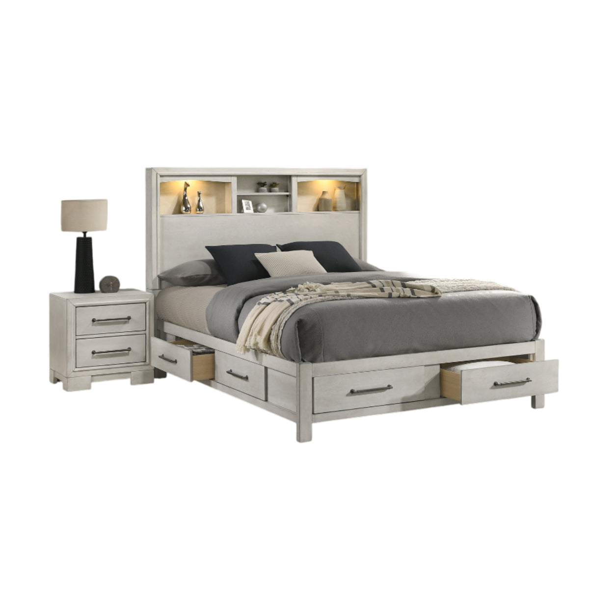 Ava Queen Size Bedroom Set by Best Home (4-Piece) - White