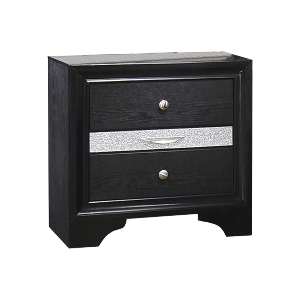Oscar Queen Bed with Nightstand by Best Home - Black