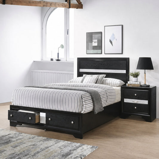 Oscar Queen Bed with Nightstand by Best Home - Black