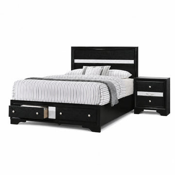 Oscar Queen Bed with Nightstand by Best Home - Black