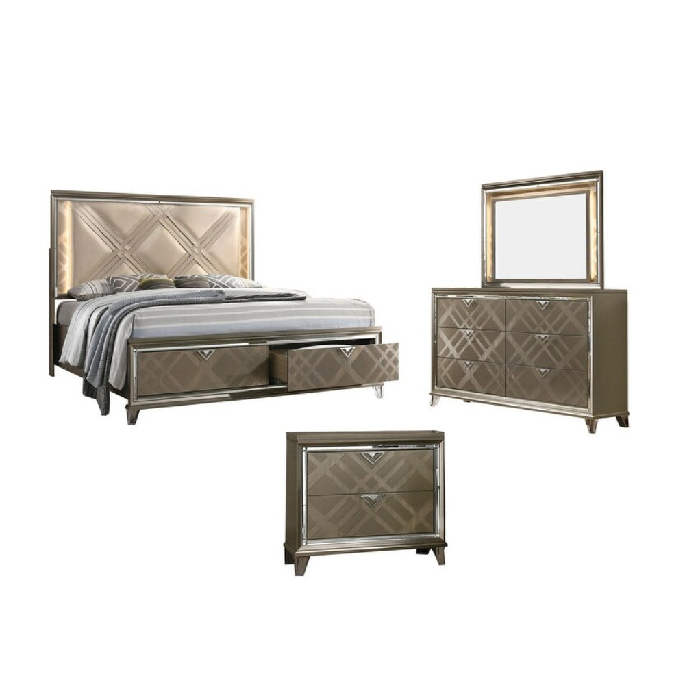 Majestic Full Size (4-Piece) Bedroom Set by Best Home - Brown