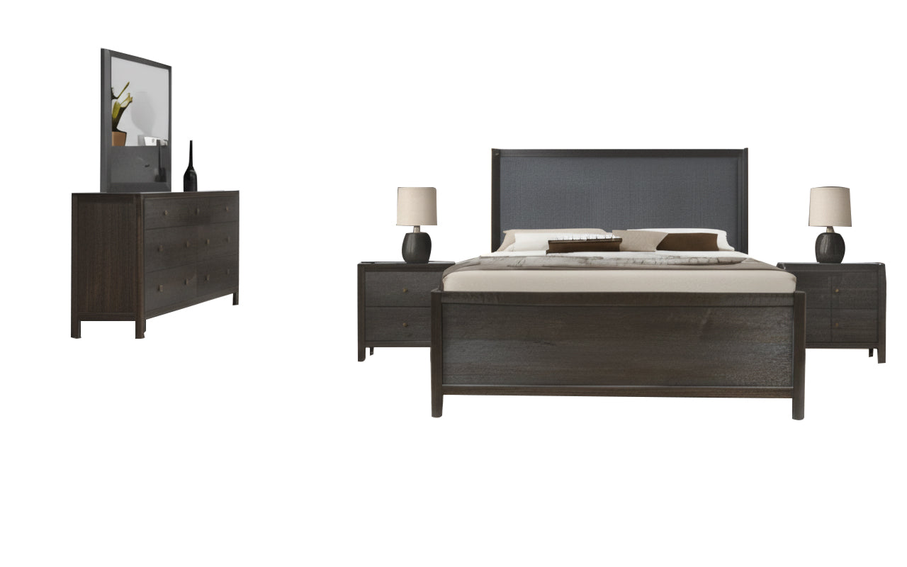 Bundle: Elbrus Queen Bedroom Set - Brown + Lawrence Motion Sofa and Loveseat by Best Home - Blue