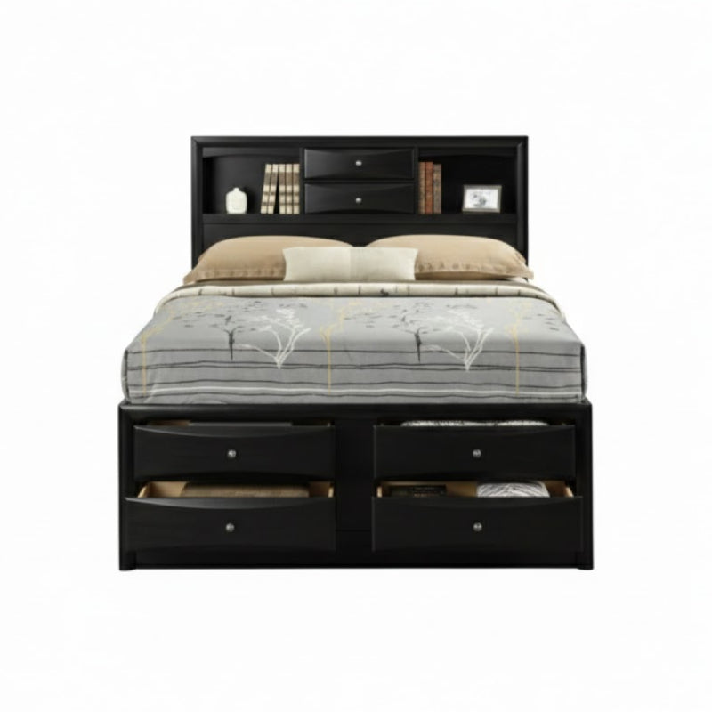 Bundle: Emila Queen Bedroom Set + Kelley Sectional Sofa with LED by Best Home - Black