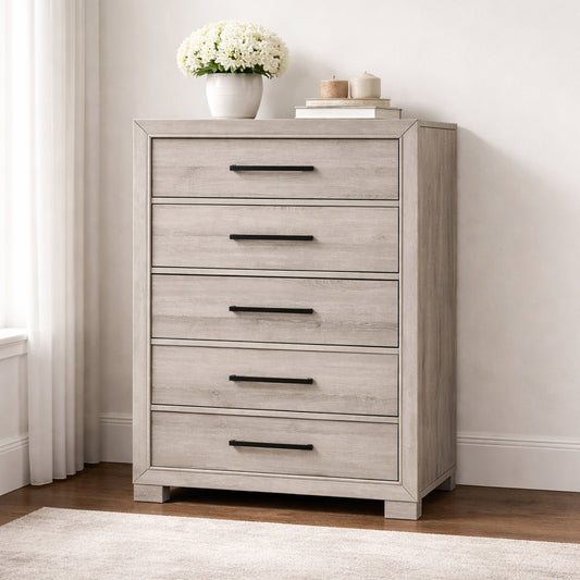 Everett 49.5" Chest with 5 Dovetail Drawers by Homelegance - Gray