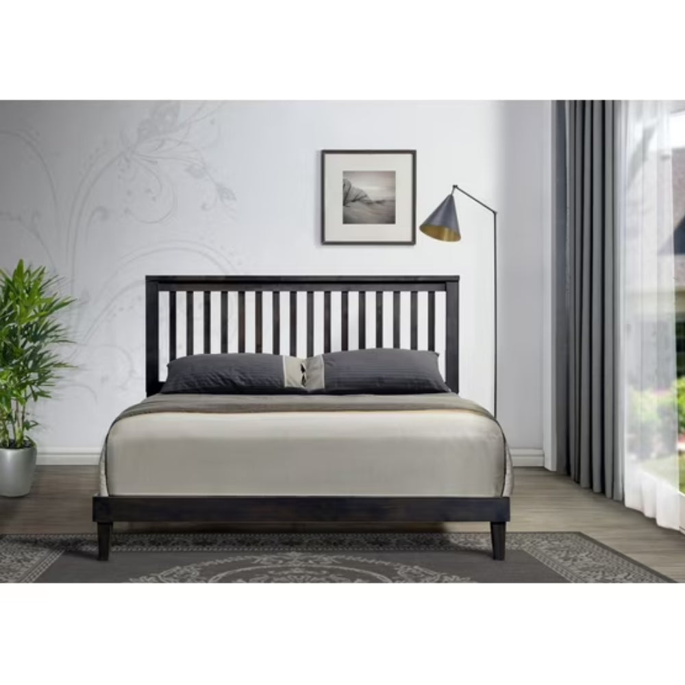 Cama Queen moderna de madera con plataforma Mission 