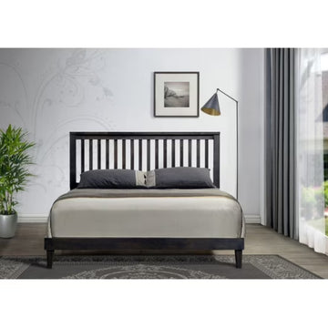 Cama Queen moderna de madera con plataforma Mission 