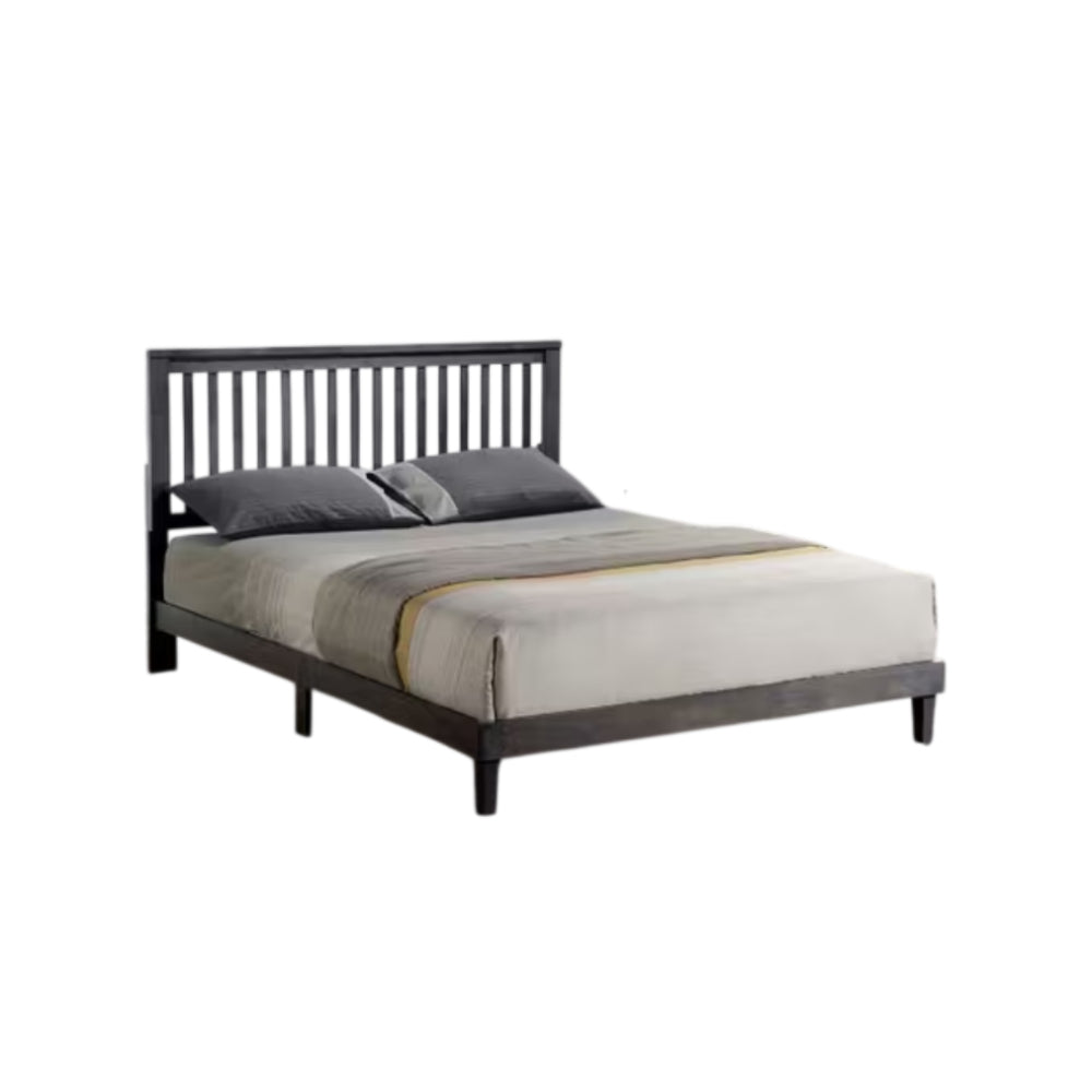 Cama Queen moderna de madera con plataforma Mission 