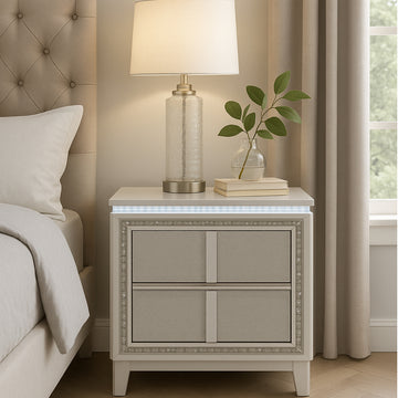 Glam Seoul 28" Nightstand with 2 Drawer by Lifestyle - White