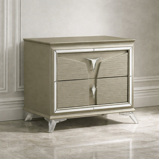 Royal Nightstand with 2 Drawers by Best Home - Gray/Silver