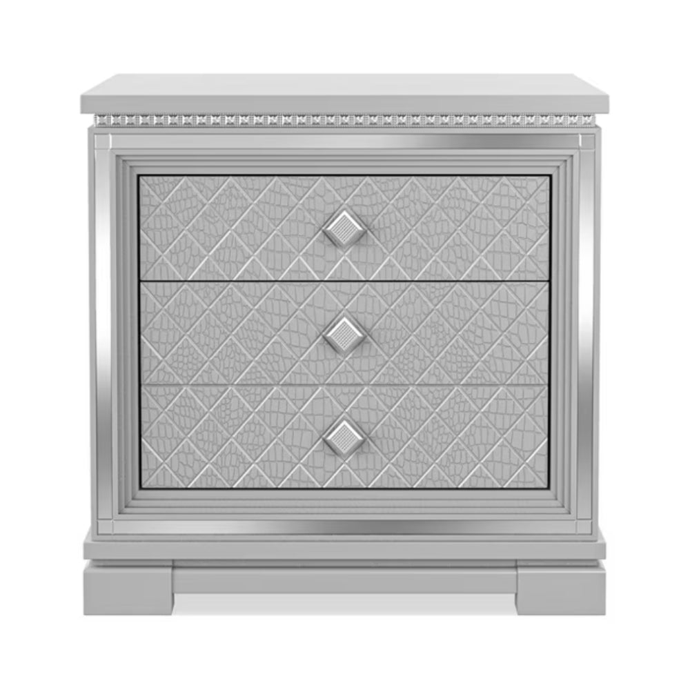 Belleterre Nightstand with 3 Drawers by Furniture of America - Gray