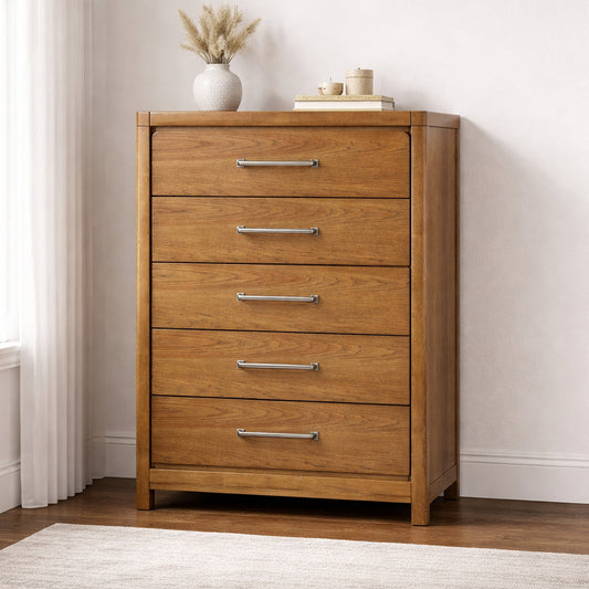 Hudson 54.5" Chest with 5 Drawers - Brown