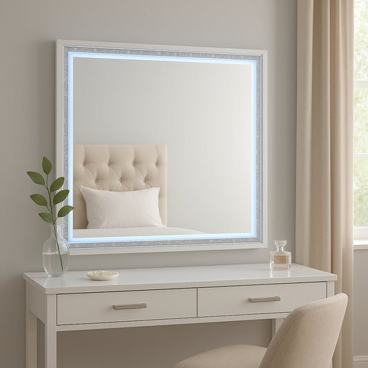 Glam Seoul Mirror with LED Lights by Lifestyle - White