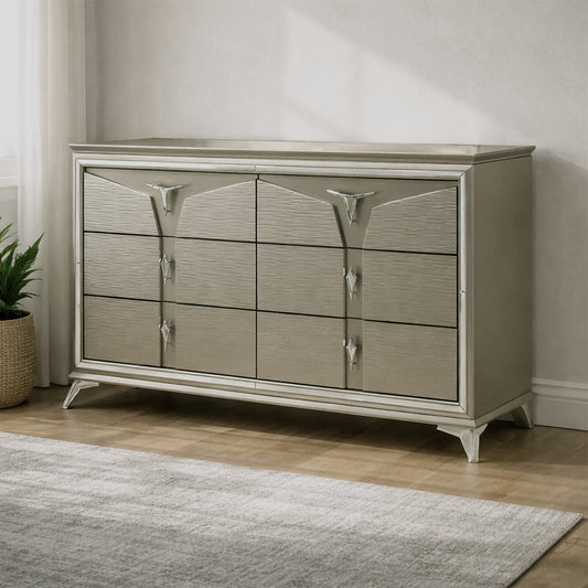 Royal Dresser with 6 Drawers by Best Home - Gray/Silver