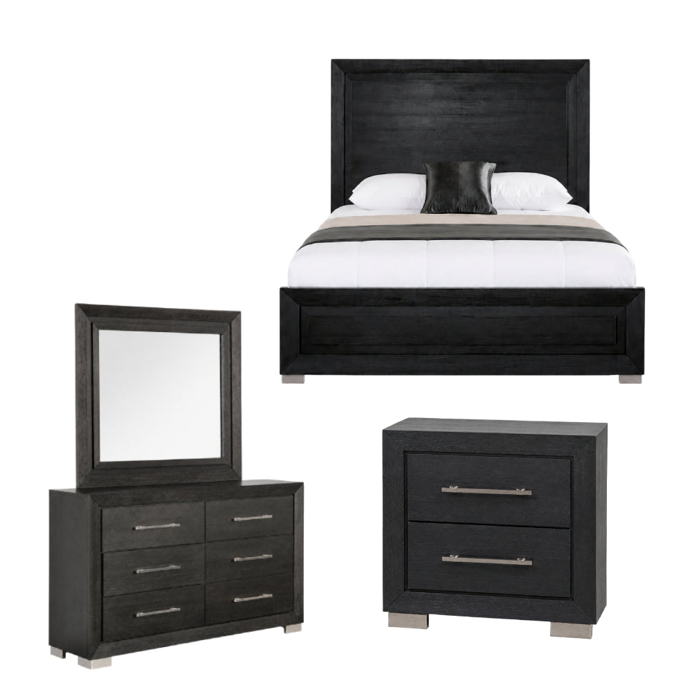 Ashbourne Queen Size (4-Piece) Bedroom Set by Furniture of America - Black