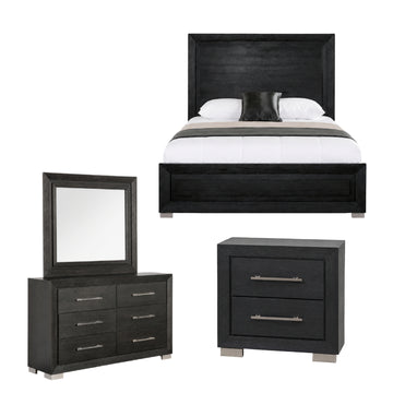Ashbourne Queen Size (4-Piece) Bedroom Set by Furniture of America - Black