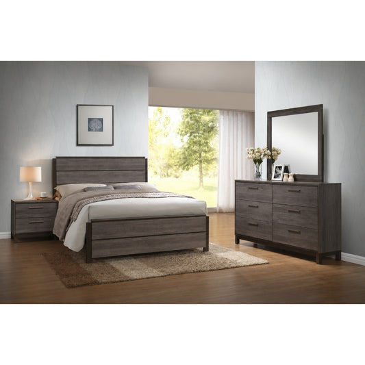 Juego de dormitorio de 5 piezas con cabecero, pie de cama, rieles, mesita de noche, tocador y espejo de Best Home - Marrón