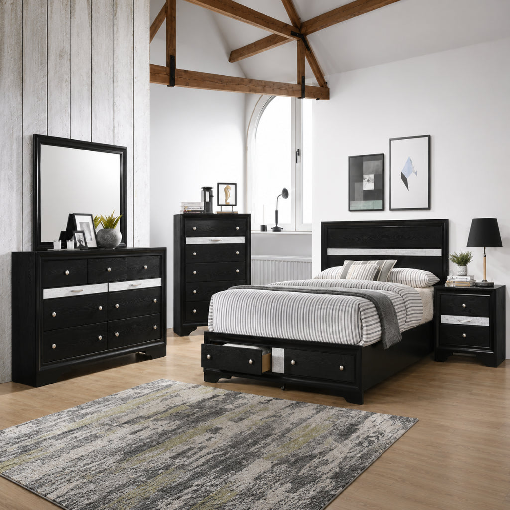 Oscar Queen Bedroom Set (4-Piece) by Best Home - Black