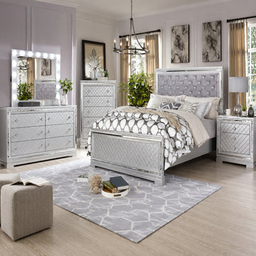 Belleterre Queen Bedroom Set (4-Piece) by Furniture of America - Silver