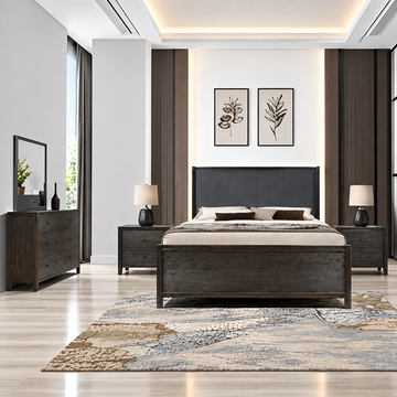 Elbrus 4-Piece Queen Bed, Nightstand, Dresser, and Mirror Set