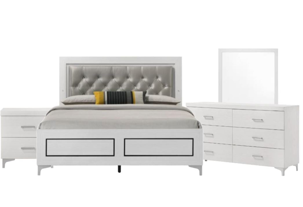 Casilda EK Bed With LED + Night Stand + Mirror and Dresser