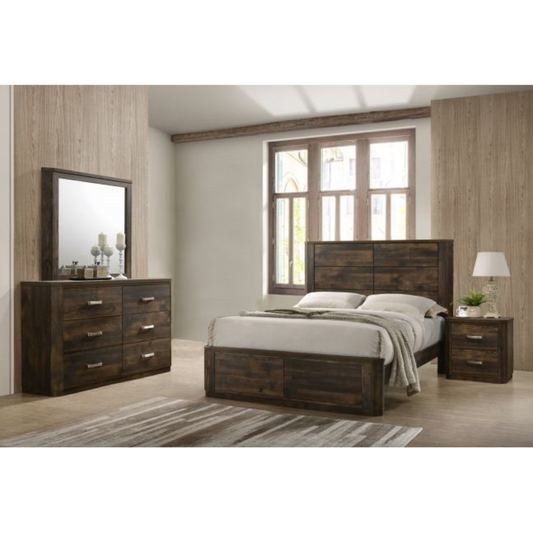 Elettra Queen Bed with Storage + Nightstand + Mirror + Dresser