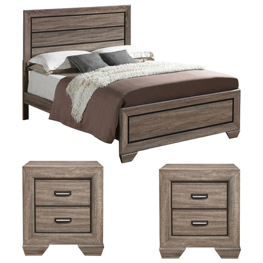 Lyndon Queen Bed and 2 Nightstands set by Best Home