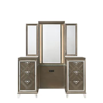 Majestic Vanity and Stool Set by Best Home - Brown