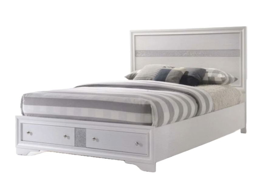 Juego de dormitorio de 4 piezas con cama tamaño queen, tocador, espejo y mesita de noche de Best Home