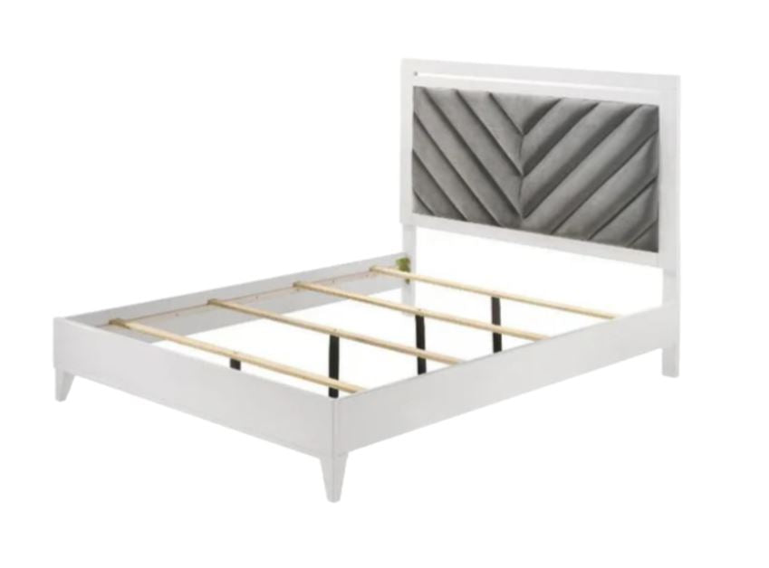 Juego de dormitorio de 4 piezas con cama tamaño queen, tocador, espejo y mesita de noche de Best Home, color blanco