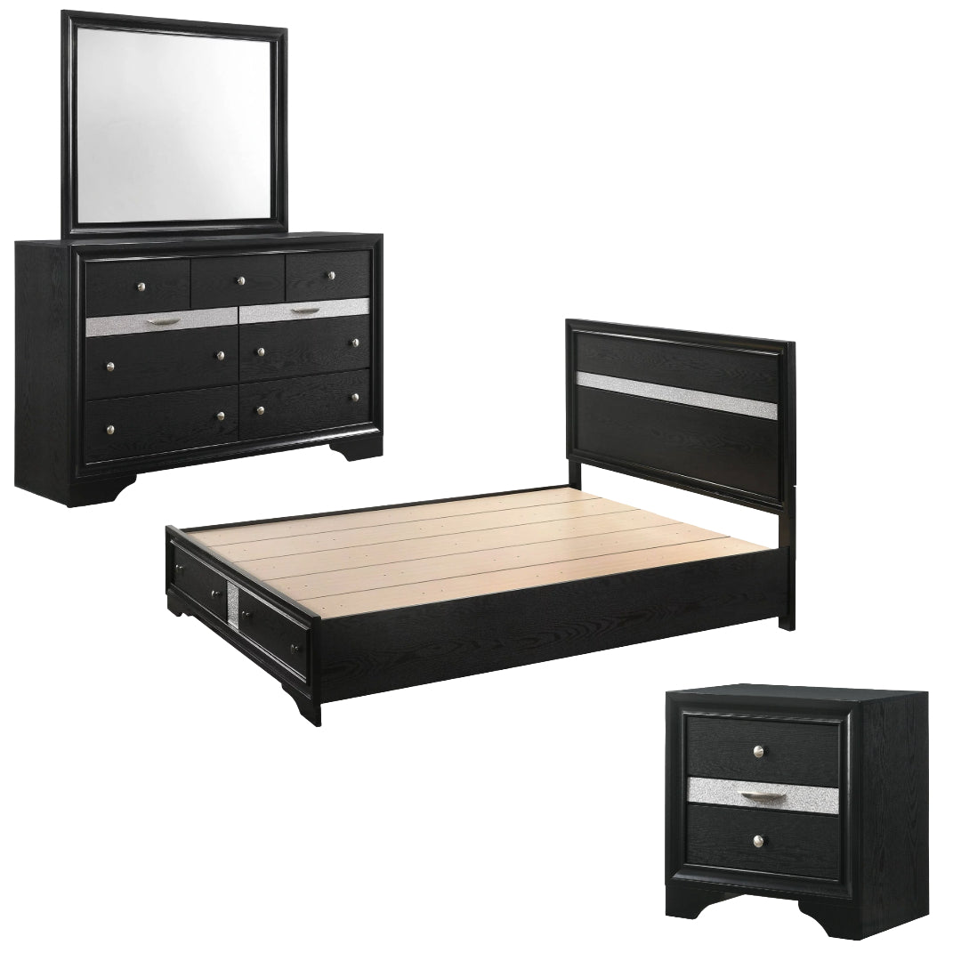 4-Piece Bedroom Set with Queen Bed, Dresser, Mirror and Nightstand by Best Home