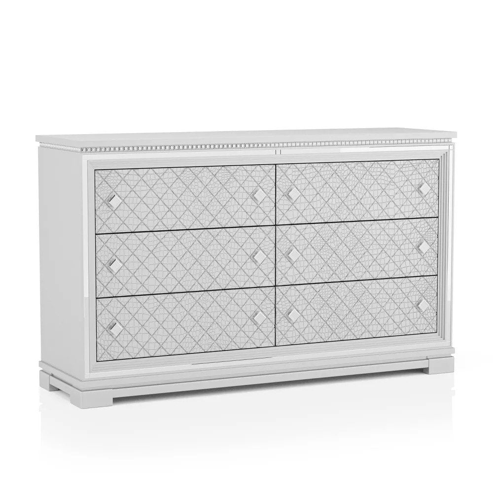 Juego de dormitorio de 4 piezas Belleterre Silver de Furniture Of America con cama tamaño queen