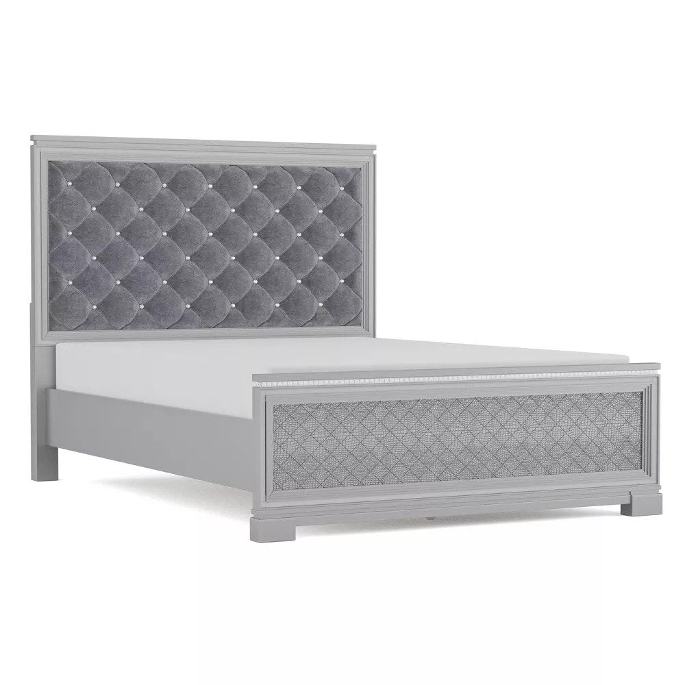 Juego de dormitorio de 4 piezas Belleterre Silver de Furniture Of America con cama tamaño queen