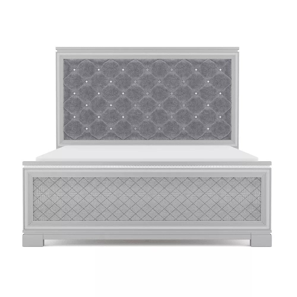 Juego de dormitorio de 4 piezas Belleterre Silver de Furniture Of America con cama tamaño queen