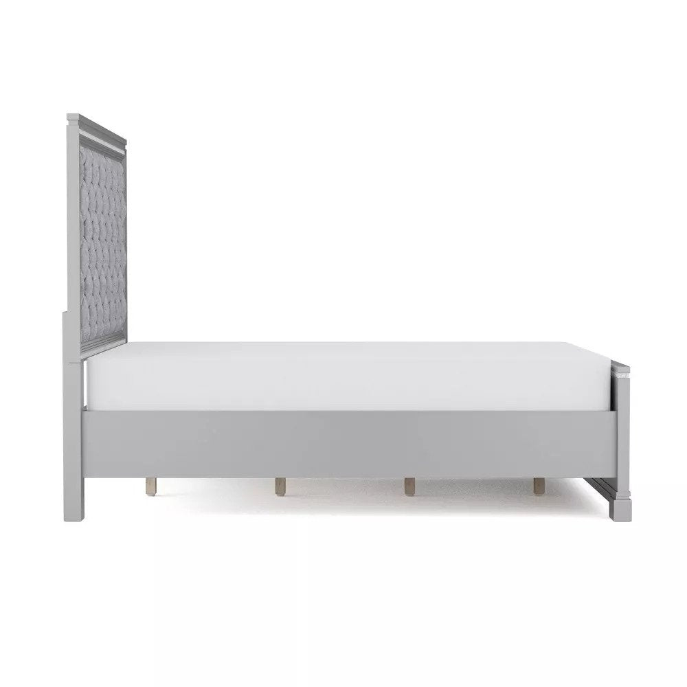 Juego de dormitorio de 4 piezas Belleterre Silver de Furniture Of America con cama tamaño queen