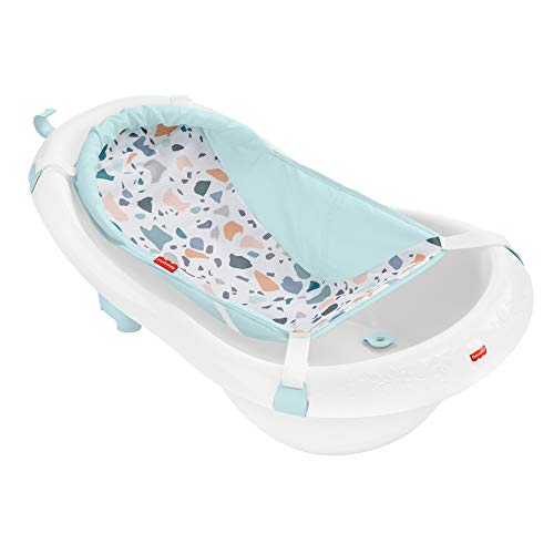 Bañera con asiento y eslinga 4 en 1 de Fisher-Price con biberón y pala con forma de ballena - Pacific Pebble