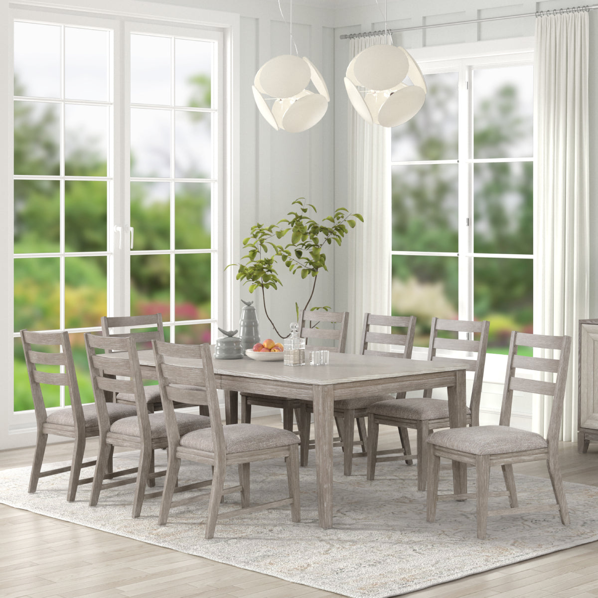 Odesa Dining Table with 6 Chairs - Gray