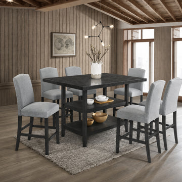 Lola (7-Piece) Counter Dining Table Set by Best Home - Gray/Blue