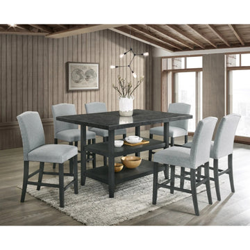 Lola (7-Piece) Counter Dining Table Set by Best Home - Gray/Blue
