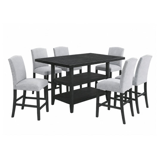 Lola (7-Piece) Counter Dining Table Set by Best Home - Gray/Blue