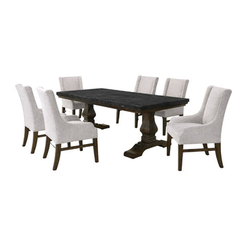 Mercury (7-Piece) Dining Table Set by Best Home - Gray/Black