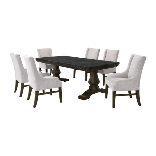 Mercury (7-Piece) Dining Table Set by Best Home - Gray/Black