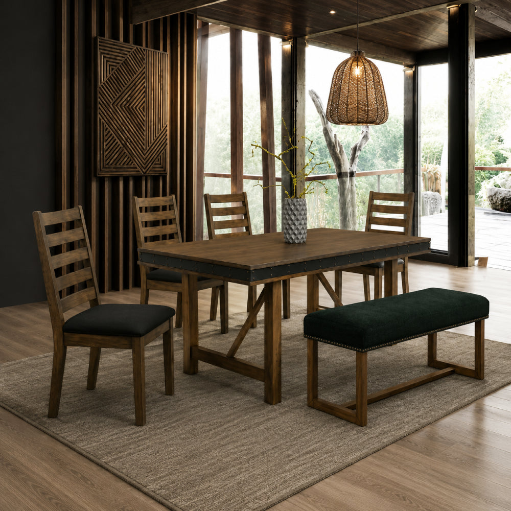 Midnight 6-Piece Dining Table Set with Bench by Best Home