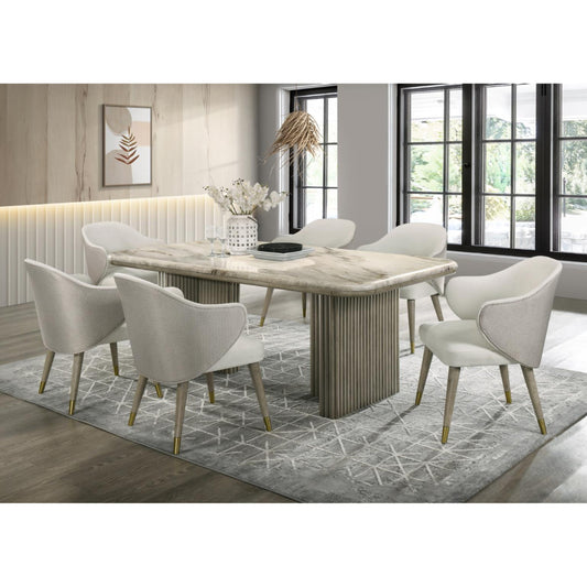 Palace (7-Piece) Dinner Table Set by Best Home - Beige/Gray