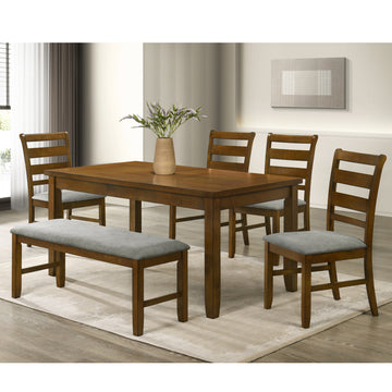 Tulsa Maple (6-Piece) Dining Table Set by Best Home - Brown/Gray