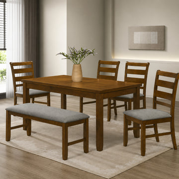 Tulsa Maple (6-Piece) Dining Table Set by Best Home - Brown/Gray