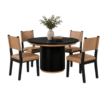 Reims 5-Piece Round Dining Table Set by Best Home - Brown/Black