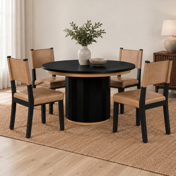 Reims 5-Piece Round Dining Table Set by Best Home - Brown/Black