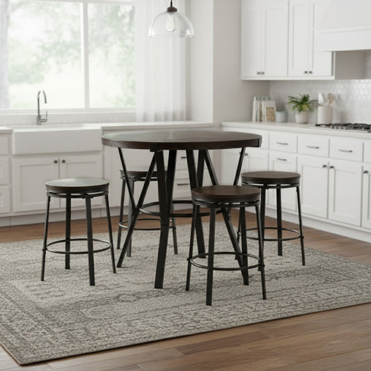 Lisbon Dining Table with 4 Stools by Powell - Black/Brown